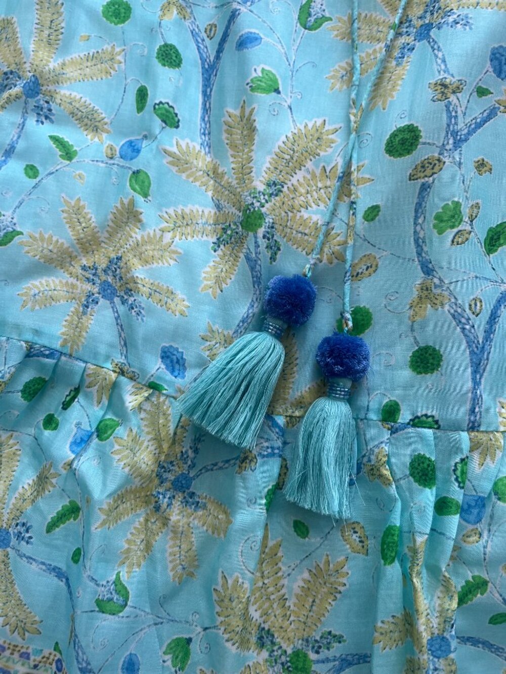 NWT Bella Tu $295 Turquoise Beaded Sequin Palms Peasant Dress Womens M - Picture 3 of 10